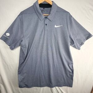 Nike Golf Dri-FIT Polo Shirt Mens XL Blue White Striped Short Sleeve Precoa Logo